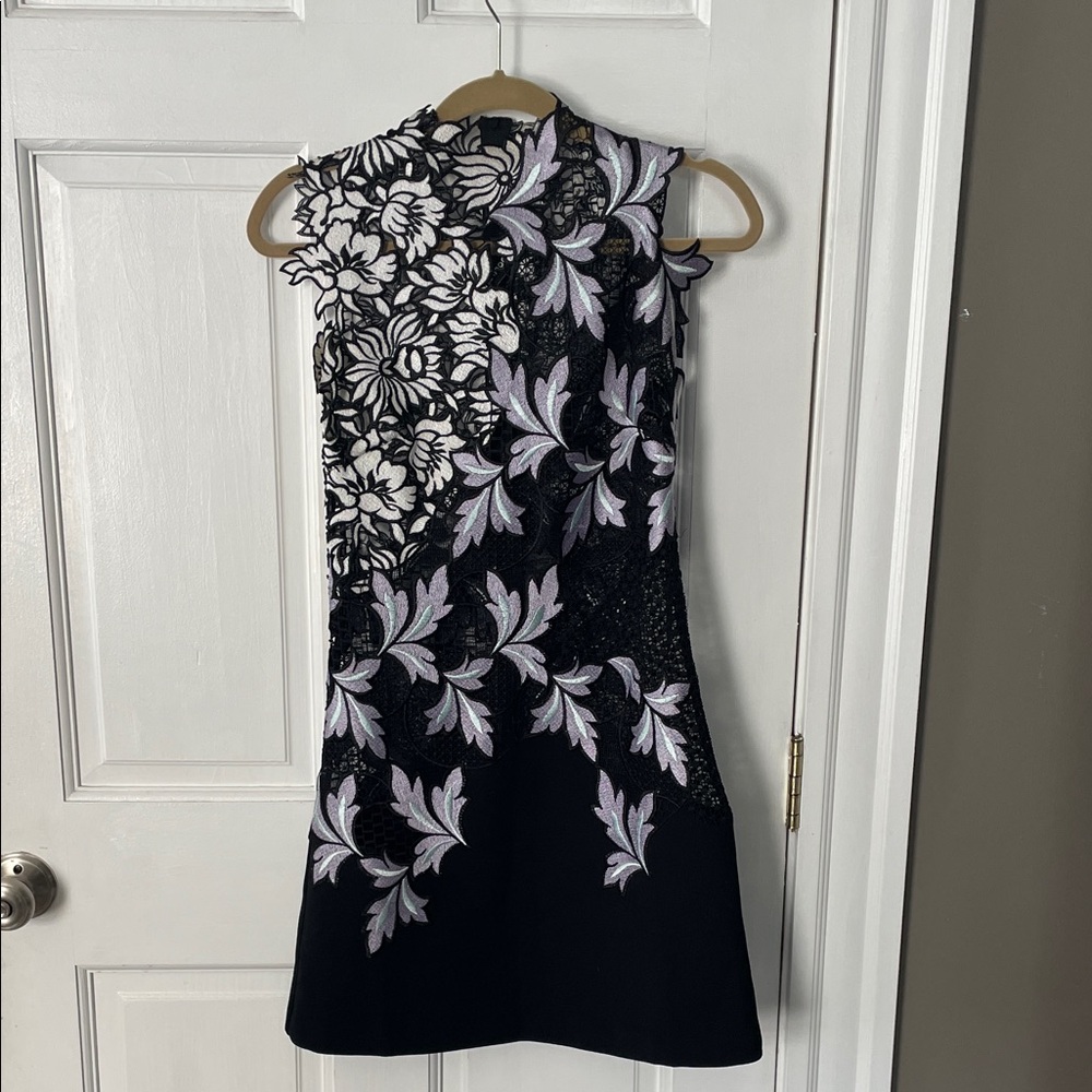 Self-Portrait Black and White Floral Mini Dress